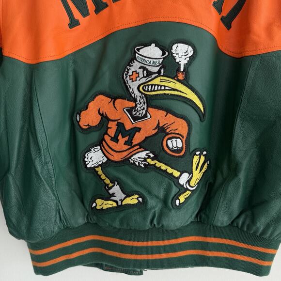 Vintage Miami Hurricanes Leather Jacket Mens Large Varsity Football Retro Logo - Picture 6 of 15
